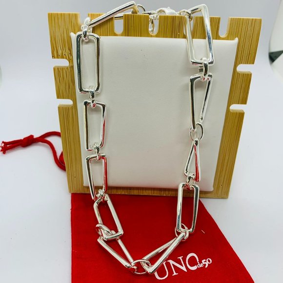 Uno de 50 Necklace Silver GALAXY NECKLACE lobster clasp squared silver link - Picture 4 of 4